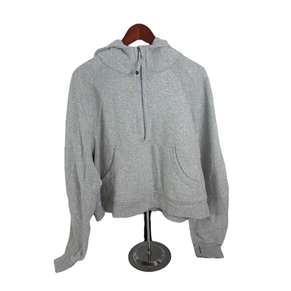Lululemon Scuba Hoodie Half Zip Women XL/XXL Gray Heather Funnel Neck - Picture 1 of 10